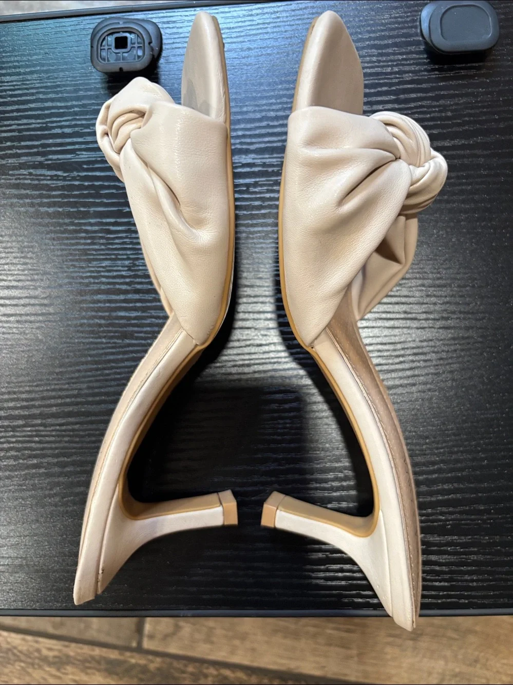 Chase + Chloe Knotted Square Toe Slide Sandals in Beige - Picture 3 of 6